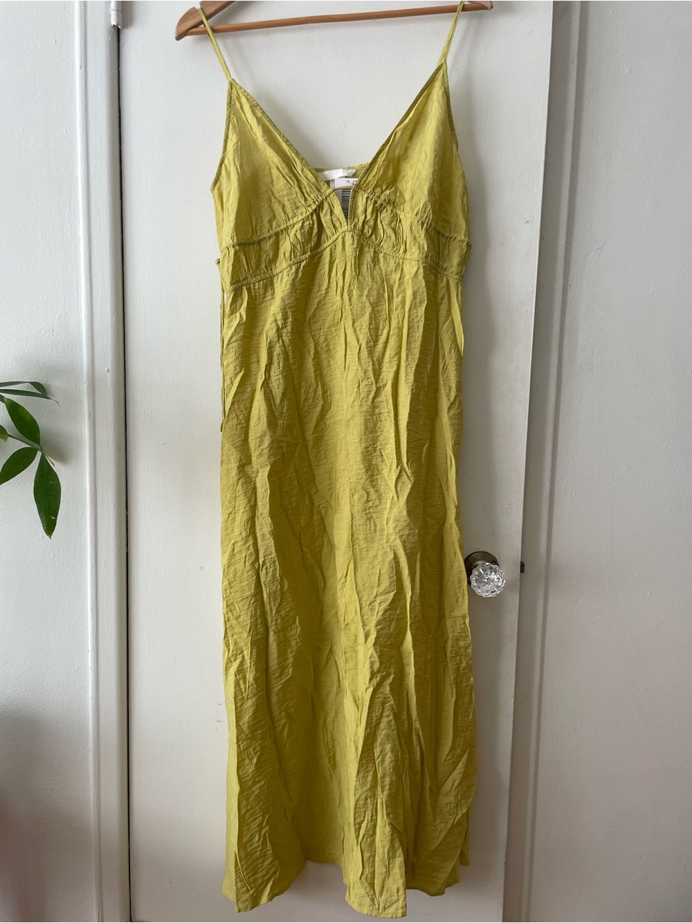 NWT H&M Chartreuse Yellow Spaghetti Strap Maxi Dress